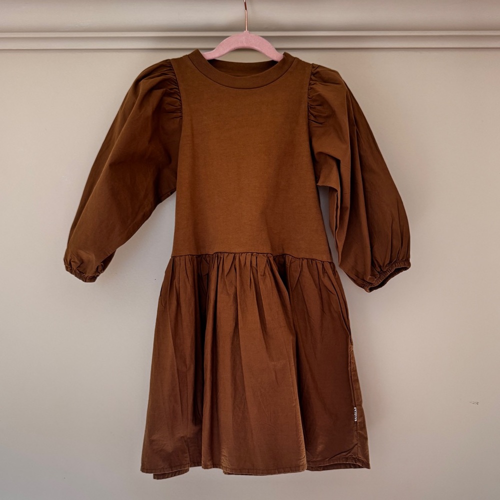 Molo Cece Cotton Dress in Earthy Brown